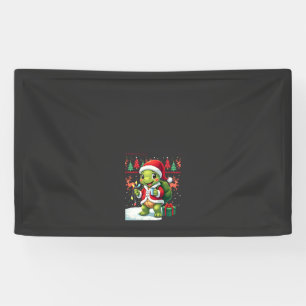 Turtle Xmas Lights Ugly Santa Turtle Christmas Tan Banner