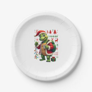 Turtle Xmas Lights Ugly Santa Turtle Christmas Tan Paper Plates