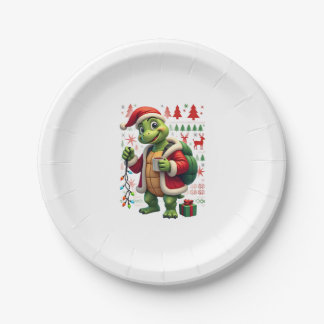 Turtle Xmas Lights Ugly Santa Turtle Christmas Tan Paper Plates