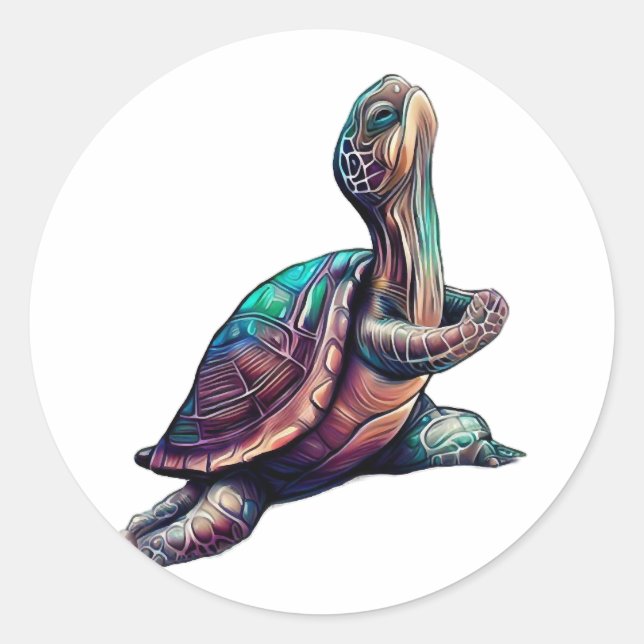 turtle yoga classic round sticker (Front)