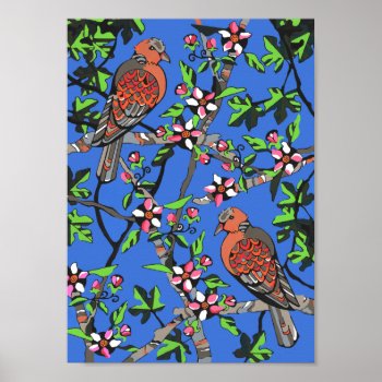Turtledoves Amid Blossoms Poster by judynd at Zazzle