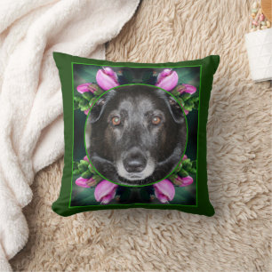 Turtlehead Flower Frame Create Your Own Pet Photo Throw Pillow