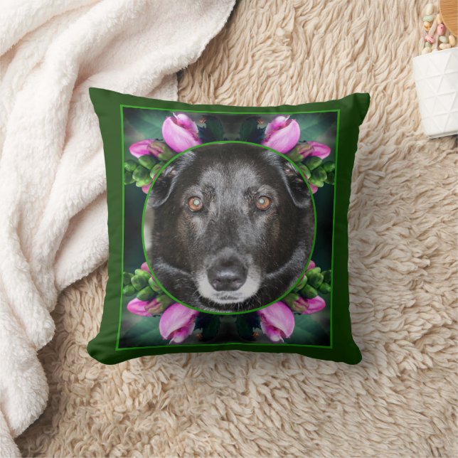 Turtlehead Flower Frame Create Your Own Pet Photo Throw Pillow (Blanket)