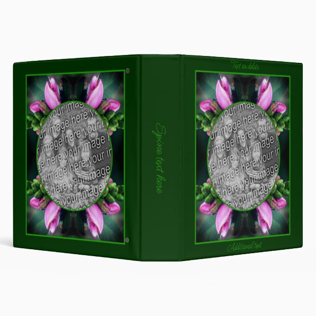 Turtlehead Flower Frame Create Your Own Photo 3 Ring Binder (Background)