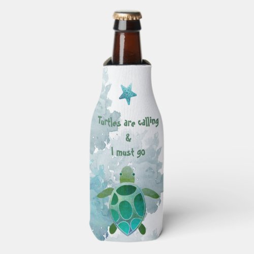 turtles are calling and i must go watercolor bottle cooler