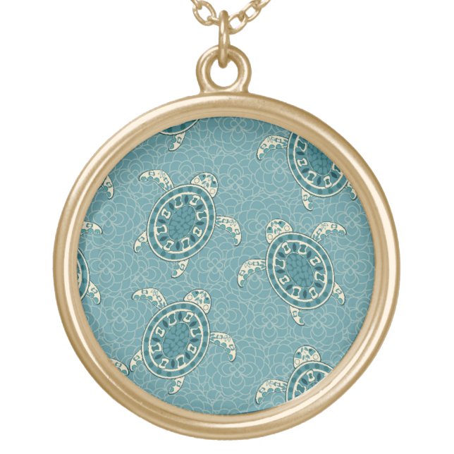 turtles background gold plated necklace (Front)