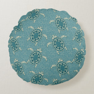 turtles background round pillow