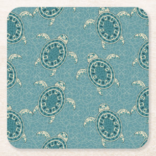 turtles background square paper coaster