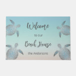 Turtles Beach House Family Monogram Turquoise Doormat at Zazzle