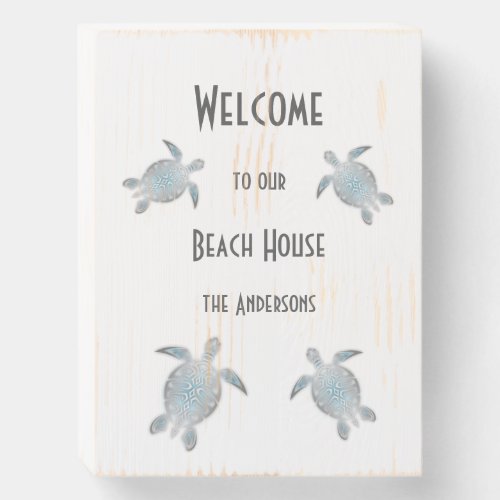 Turtles Beach House Wooden Box Sign