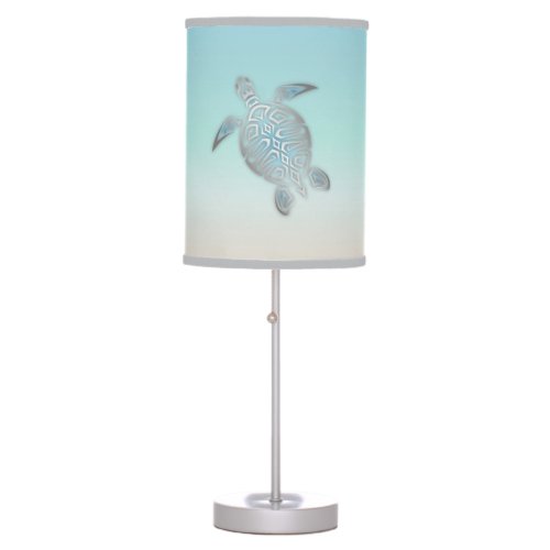 Turtles Beach Style Coastal Aqua Table Lamp