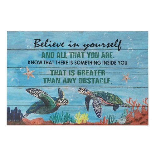 Turtles Believe In Yourself Motivational Faux Canvas Print