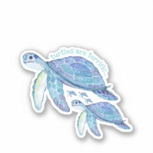 Turtles, Blue, Cute, Craft Sticker