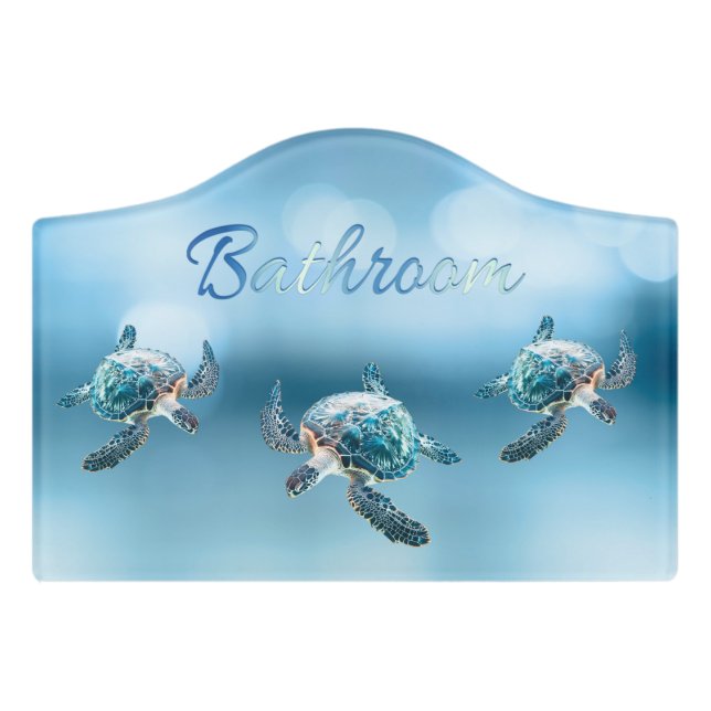 Turtles Bokeh Bathroom  Door Sign (Small Crest Front)