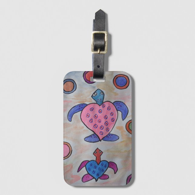 Turtles & Circles Luggage Tag (Front Vertical)
