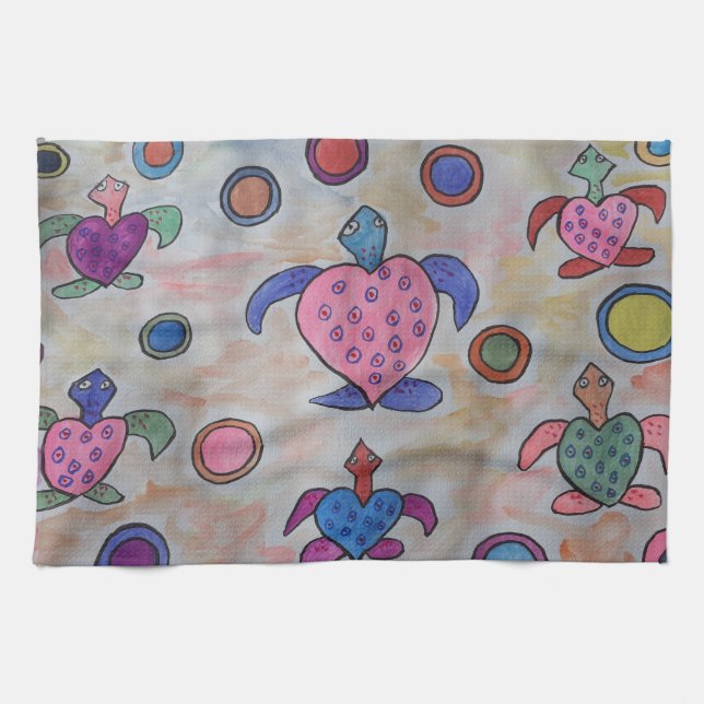 Turtles & Circles Tea Towel (Horizontal)