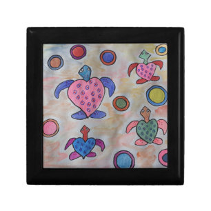 Turtles & Circles Wooden Jewelry Box