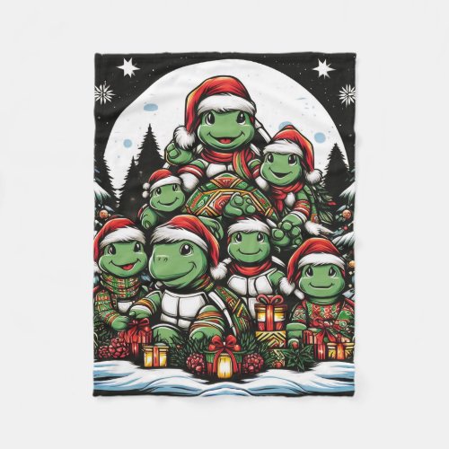 Turtles happy with Christmas gifts  Fleece Blanket