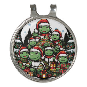 Turtle's happy with Christmas gifts Golf Hat Clip