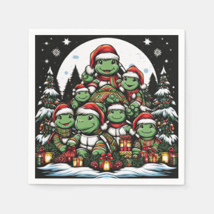 Turtle's happy with Christmas gifts Napkins