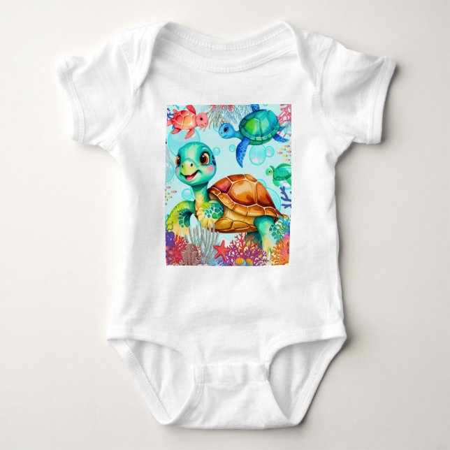 Turtles Having Fun  Baby Bodysuit (Front)