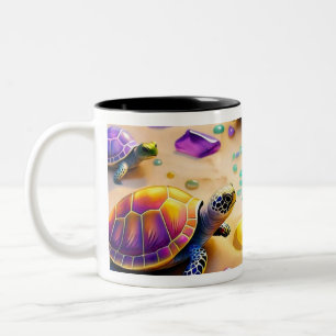 "Turtles in Paradise" Two-Tone Coffee Mug