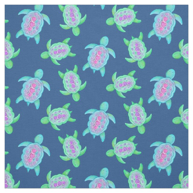 Turtles in water watercolor art pattern fabric (Swatch)