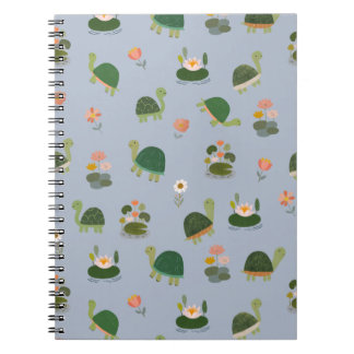 Turtles & Lily Pads on Light Blue Notebook