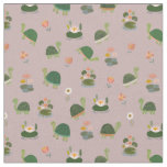 Turtles &amp; Lily Pads on Light Gray-Pink Fabric