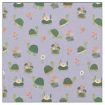 Turtles &amp; Lily Pads on Pale Gray-Purple Fabric