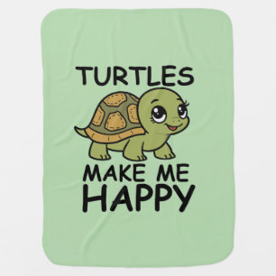 Turtles Make Me Happy Baby Blanket