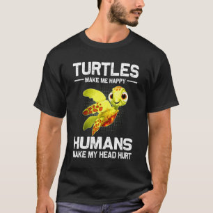 Turtles Make Me Happy Funny Animal Lovers Tees For