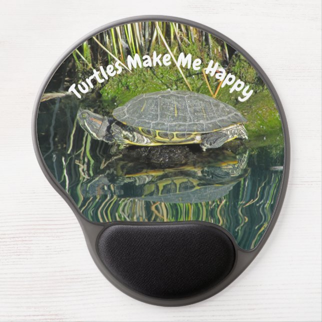Turtles Make Me Happy Water Reflection Animal Gel Mouse Pad (Front)