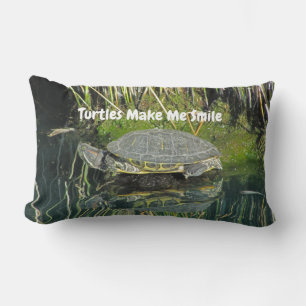 Turtles Make Me Smile Water Reflection Lake Animal Lumbar Pillow