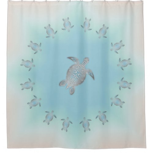 Turtles Mandala Coastal  Shower Curtain