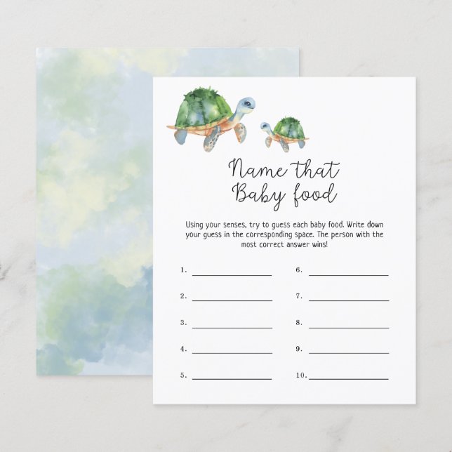 Turtles Name that baby Food shower game (Front/Back)