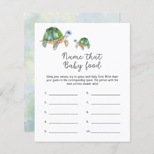 Turtles Name that baby Food shower game