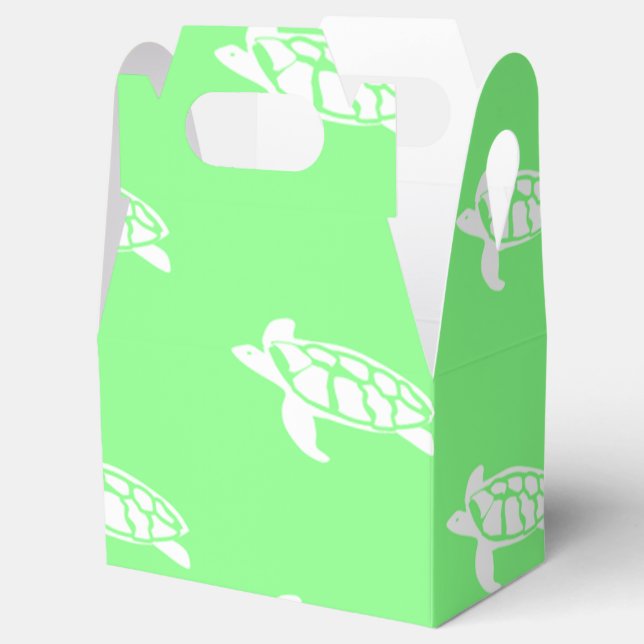 Turtles on Sea Green Favor Boxes (Opened)