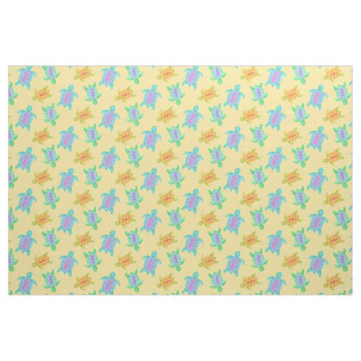 Turtles on the sand watercolor art pattern fabric