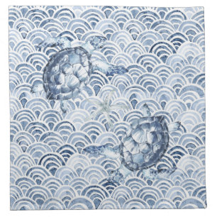 Turtles on Waves  Cloth Napkin
