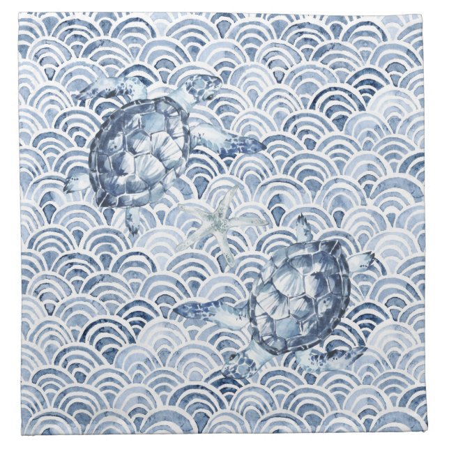 Turtles on Waves  Cloth Napkin (Front)