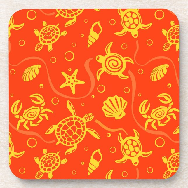 Turtles Pattern Beverage Coaster (Front)