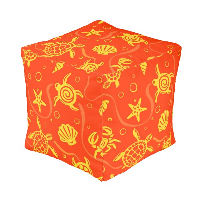 Turtles Pattern Pouf (Angled Front)