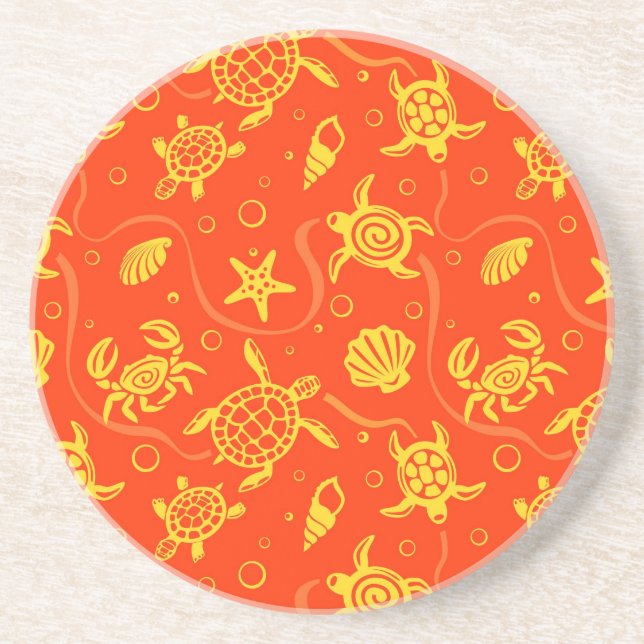 Turtles Pattern Sandstone Coaster (Front)