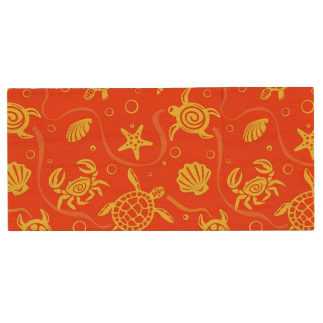 Turtles Pattern Wood Flash Drive (Front)