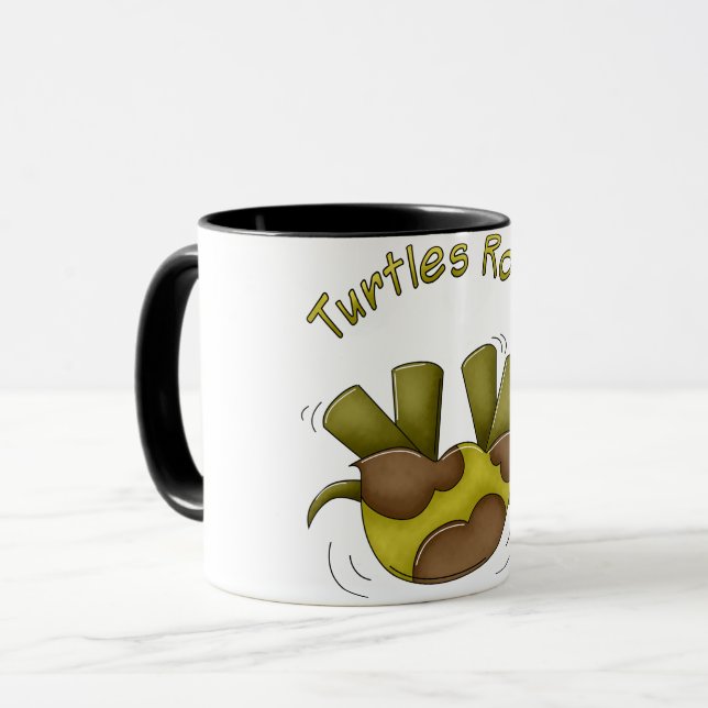 Turtles Rock Cute Turtle Cartoon Mug (Front Left)