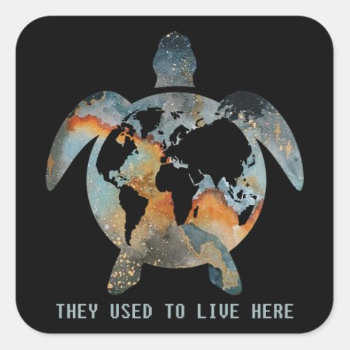 Turtles They Used To Live Here Earth Turtle Lovers Square Sticker