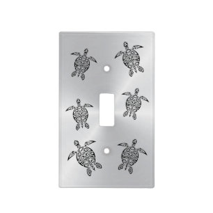Turtles Tribal  Black Silver Light Switch Cover