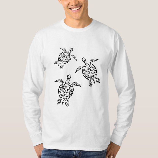 Turtles Tribal Tattoo Black Animal T-Shirt (Front)