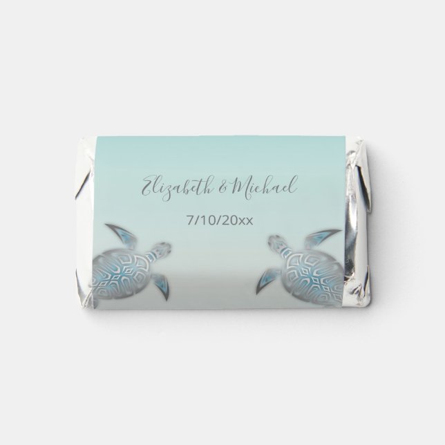 Turtles Turquoise Custom Beach Wedding Hershey's Miniatures (Front)